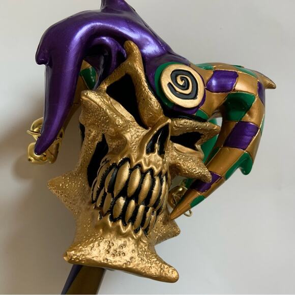 California Costumes Gold and Purple Creepy Halloween Jester Cane NEW Scary - Picture 5 of 8